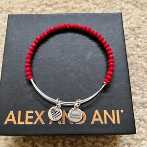 Alex and Ani Vibrant Red Beaded Bracelet with Silver Charms